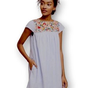 Chelsea & Theodore White Dress with Floral Embroidery